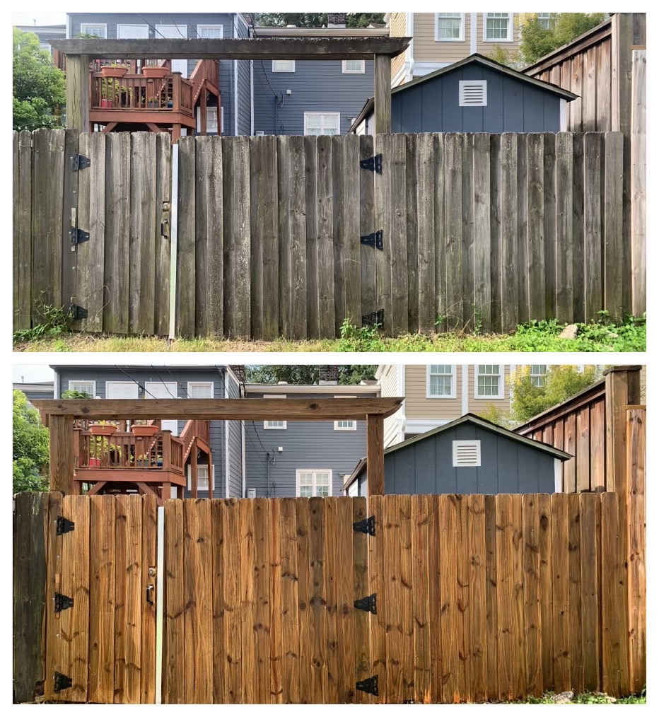 Fence Cleaning & Staining project photo for Clean Defense Force in Jefferson, GA